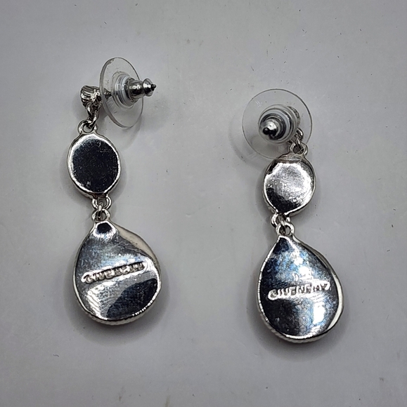 Givenchy Rhinestone Pierced Earrings Silvertone Clear - Picture 4 of 6